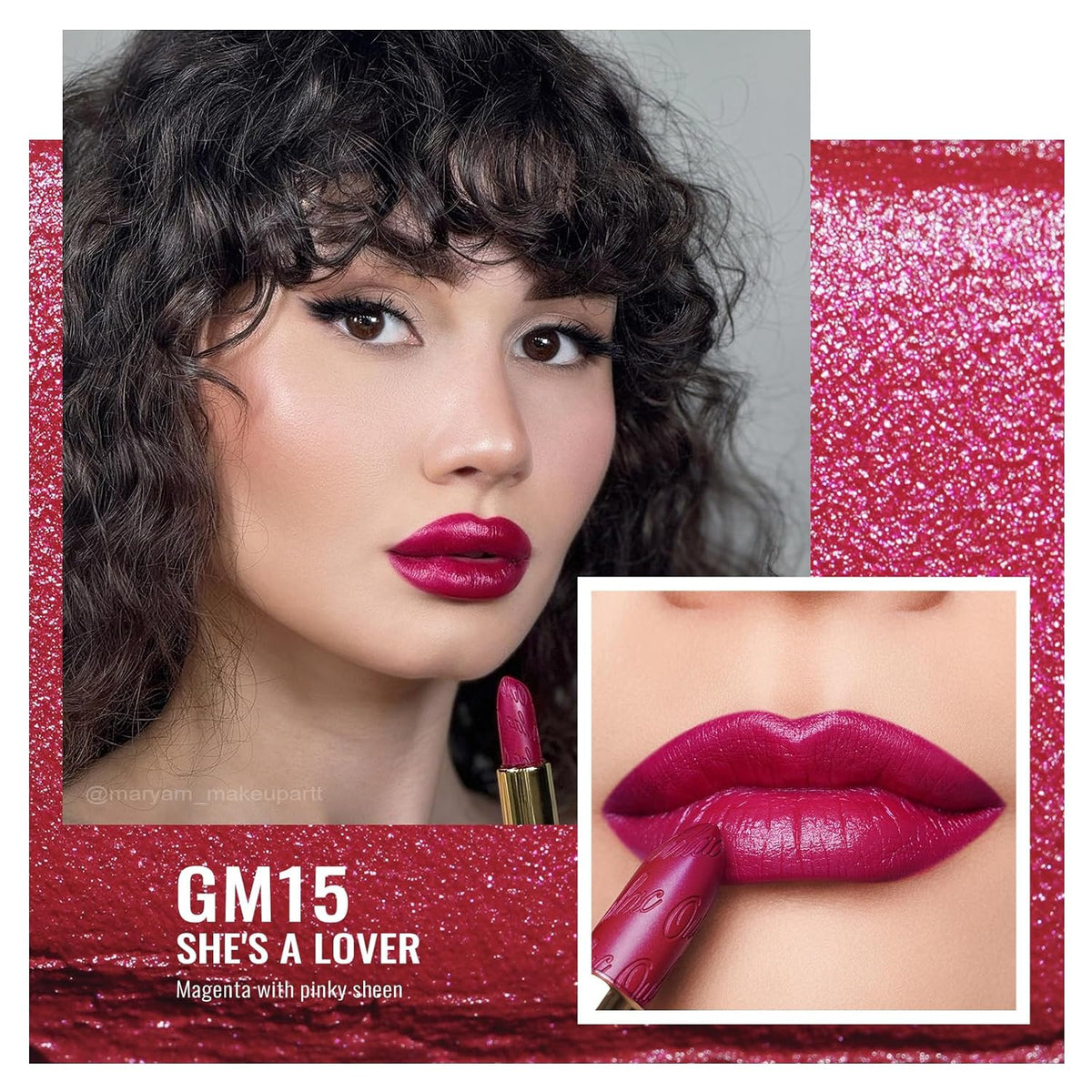 Magenta Lipstick with Metallic Finish - Vegan, Hydrating & Long-Lasting