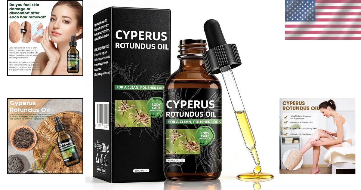 Natural Cyperus Rotundus Oil for Hair Removal & Skin Care - 2 Oz