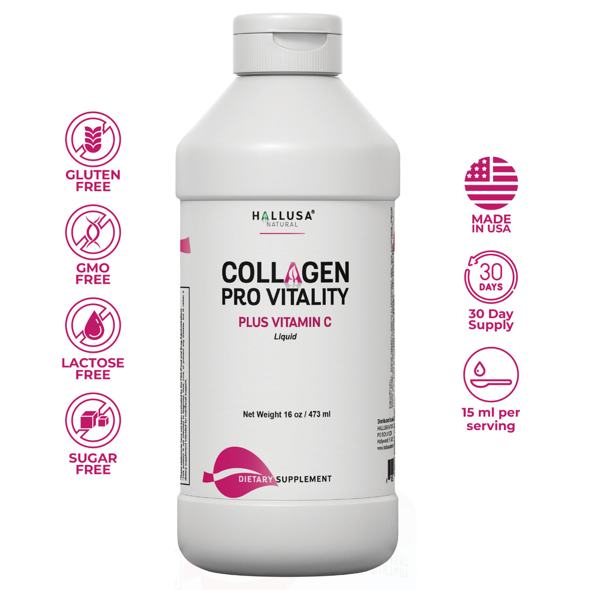 Hydrolyzed Collagen Liquid 16 oz with Biotin 10,000 mcg - 3 Pack