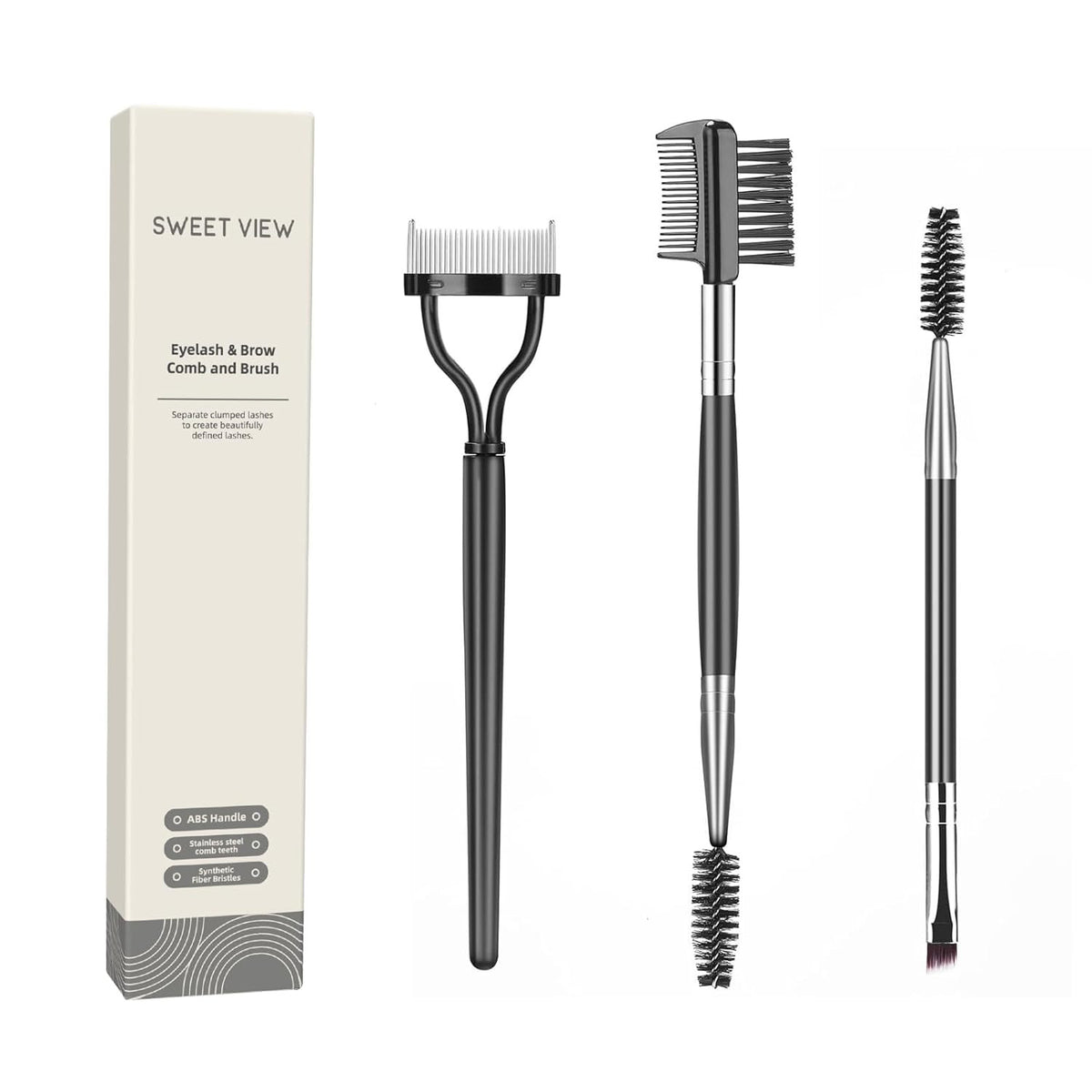 Eyebrow Brush & Eyelash Separator Set – 3 Piece Professional Eye Makeup Tools