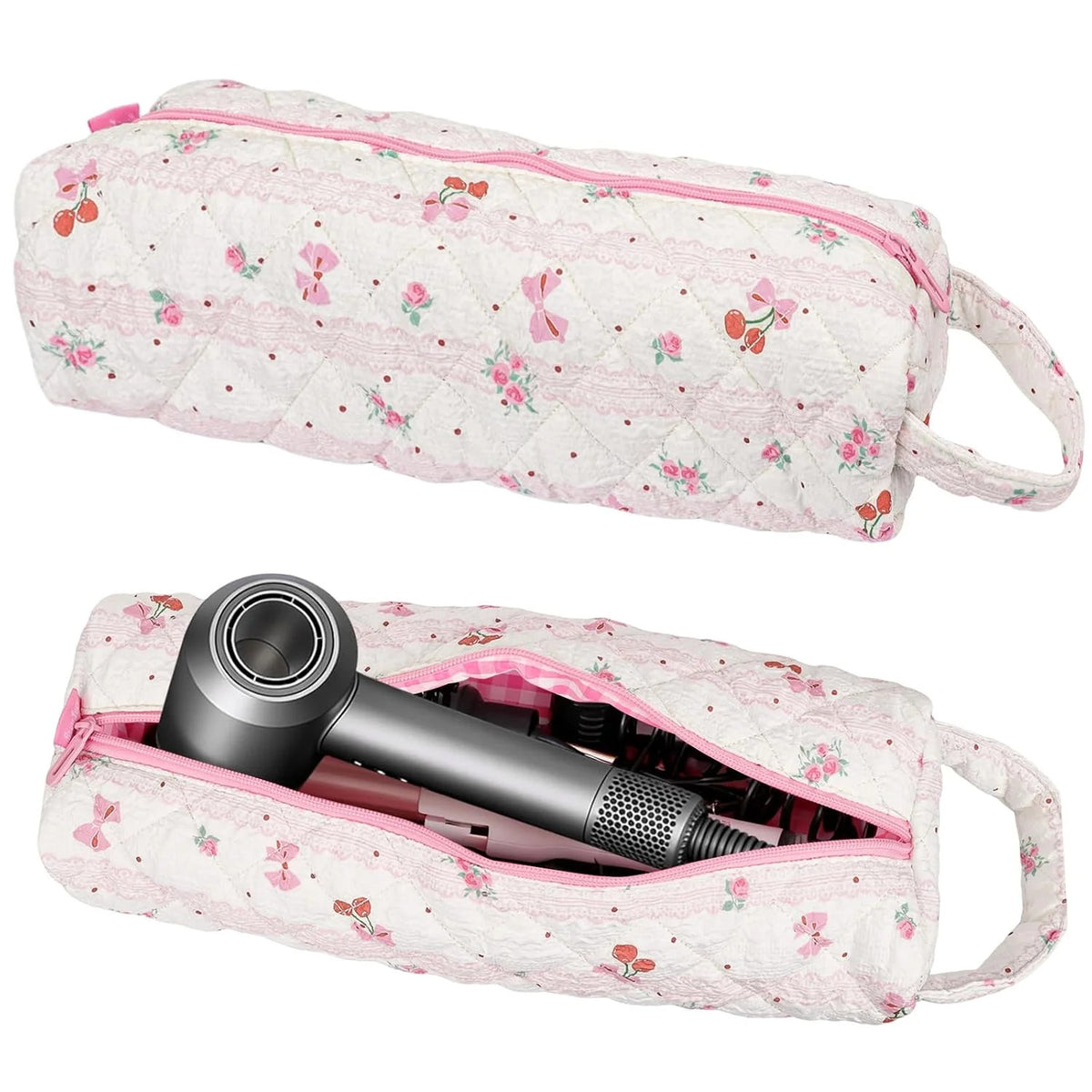 Cherry Pattern Hair Tools Organizer Bag for Travel & Styling Accessories