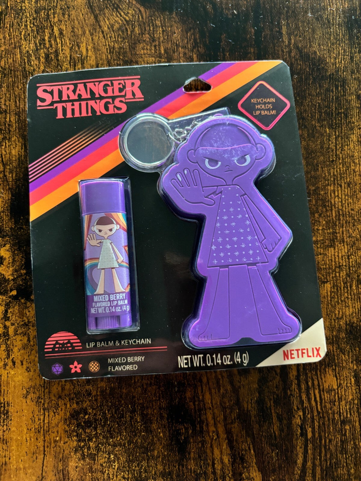 Stranger Things Lip Balm Stick & Keychain Set - Mixed Berry Flavor
