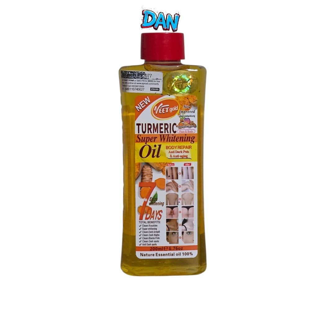 Turmeric Body Repair Oil for Dark Spots - 200ml Natural Essential Oil