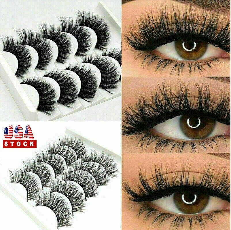 False Eyelashes 3D Mink Wispy Cross Long Thick Soft Fake Eye Lashes Pack of 20