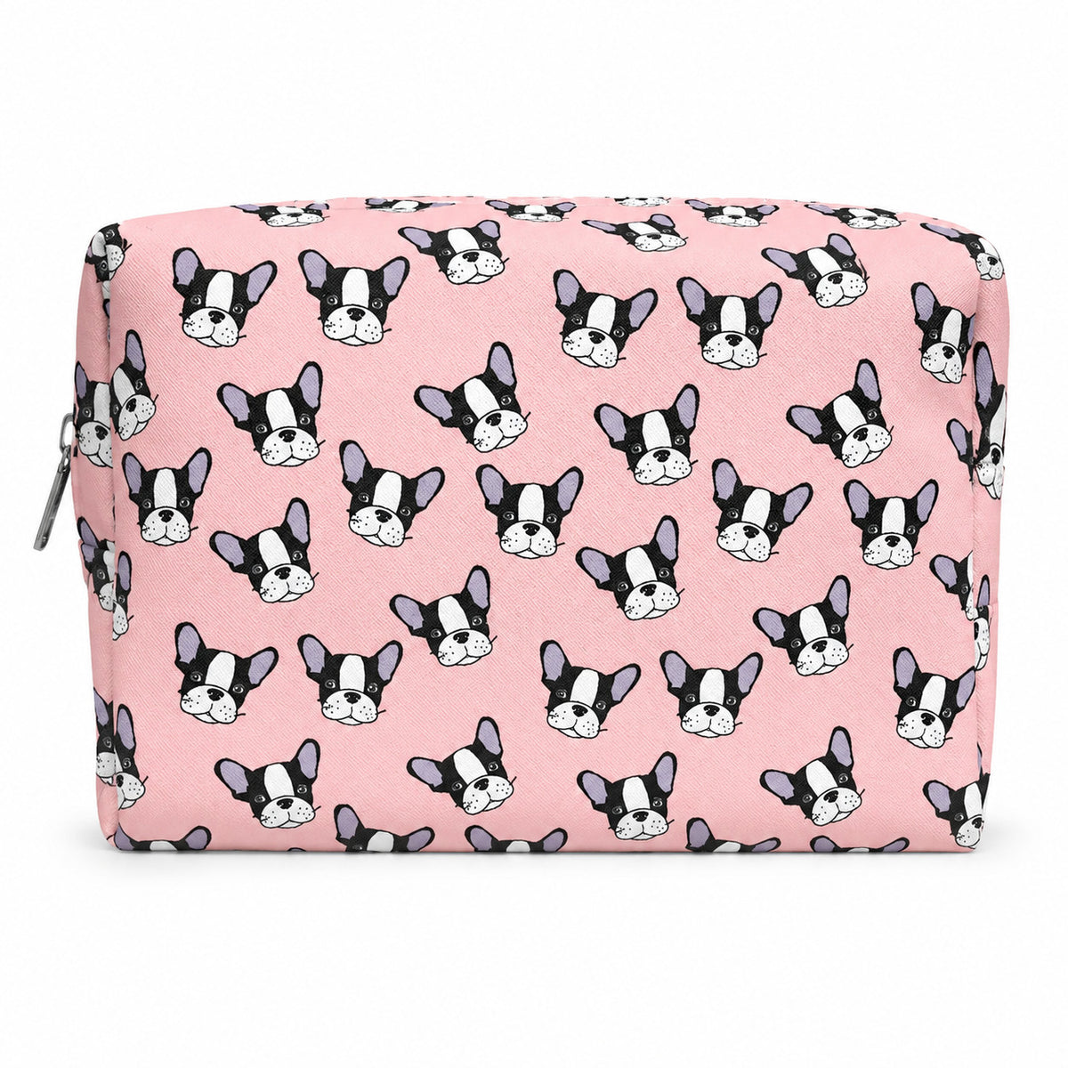 Pink French Bulldog Cosmetic Travel Organizer Bag for Makeup & Toiletries