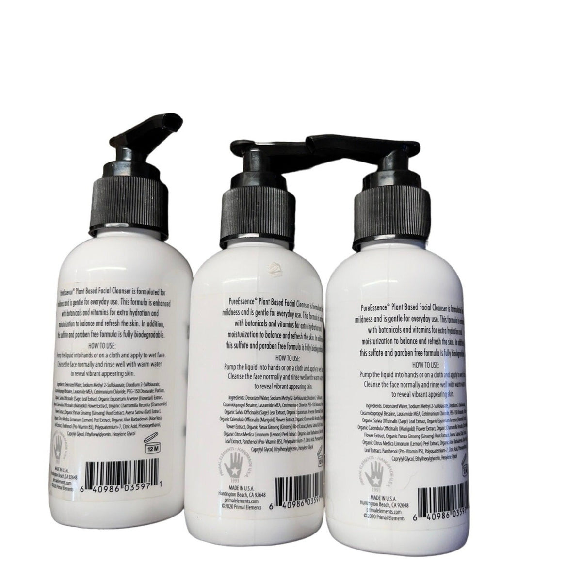 Plant-Based Facial Cleanser - 3 Pack, 4 oz Bottles, Natural Skin Care