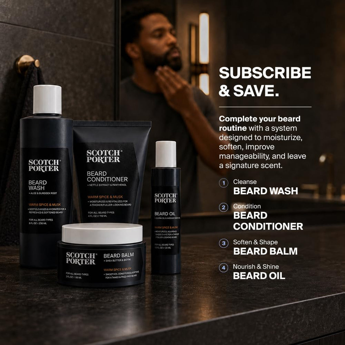 Men's Beard Conditioner Balm 3 oz Moisturizes & Softens Facial Hair - Warm Spice Musk Scent