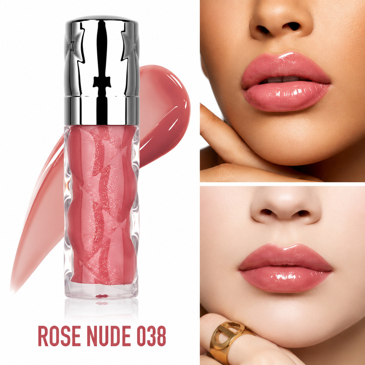 Hydrating Lip Gloss - Rose Nude Shade, Long-Lasting Shine, Nourishing Ingredients