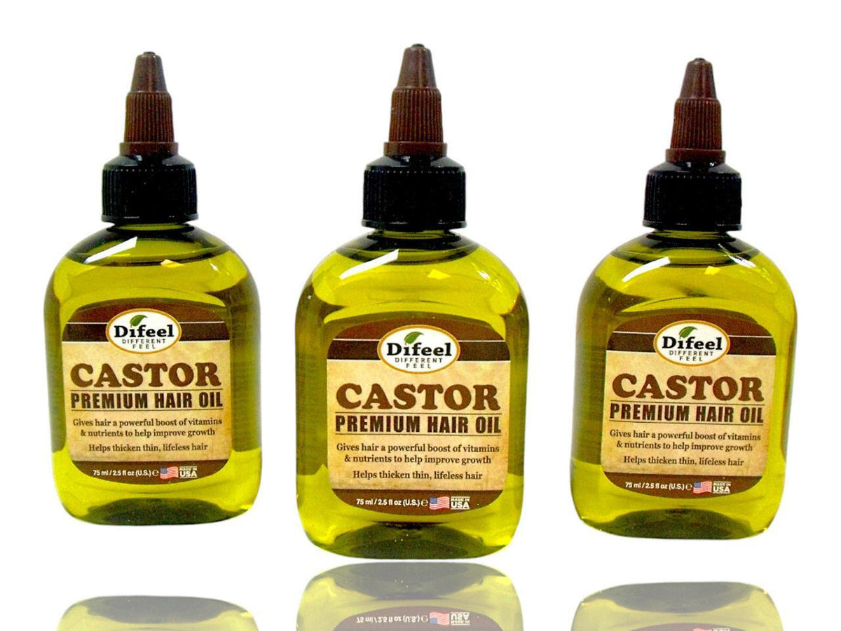 Premium Castor Hair Oil - Alcohol-Free, USA Made, 3 Pack of 2.5oz Bottles