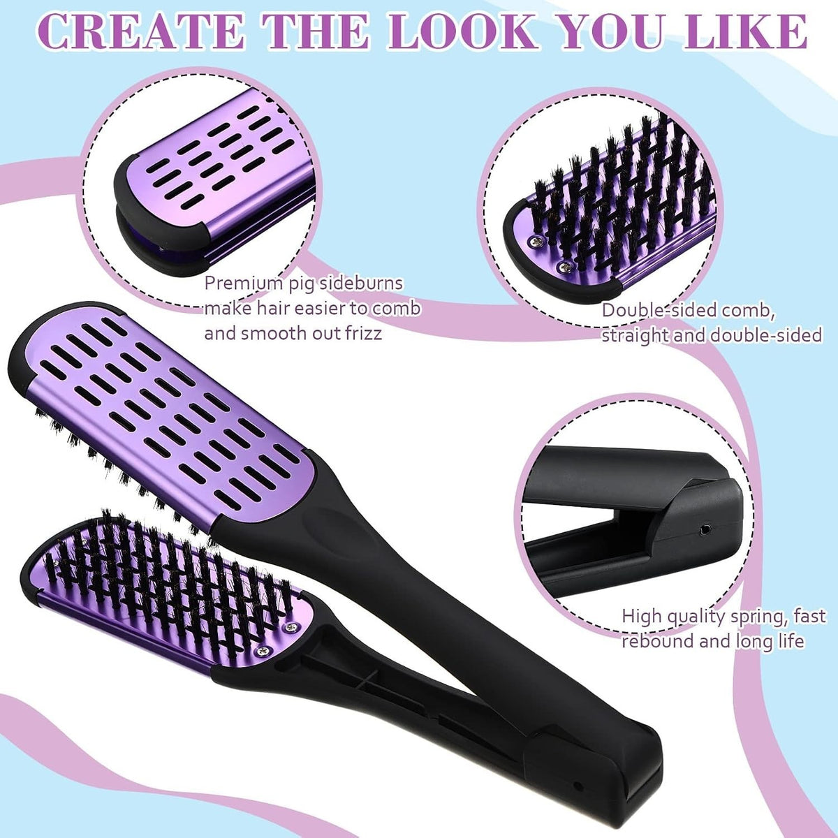 Double-Sided Hair Brush & Styling Comb Set for Effortless Straightening