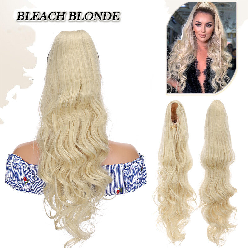 Drawstring Ponytail Hair Extension with Layered Wavy Texture - Thick & Natural-Looking