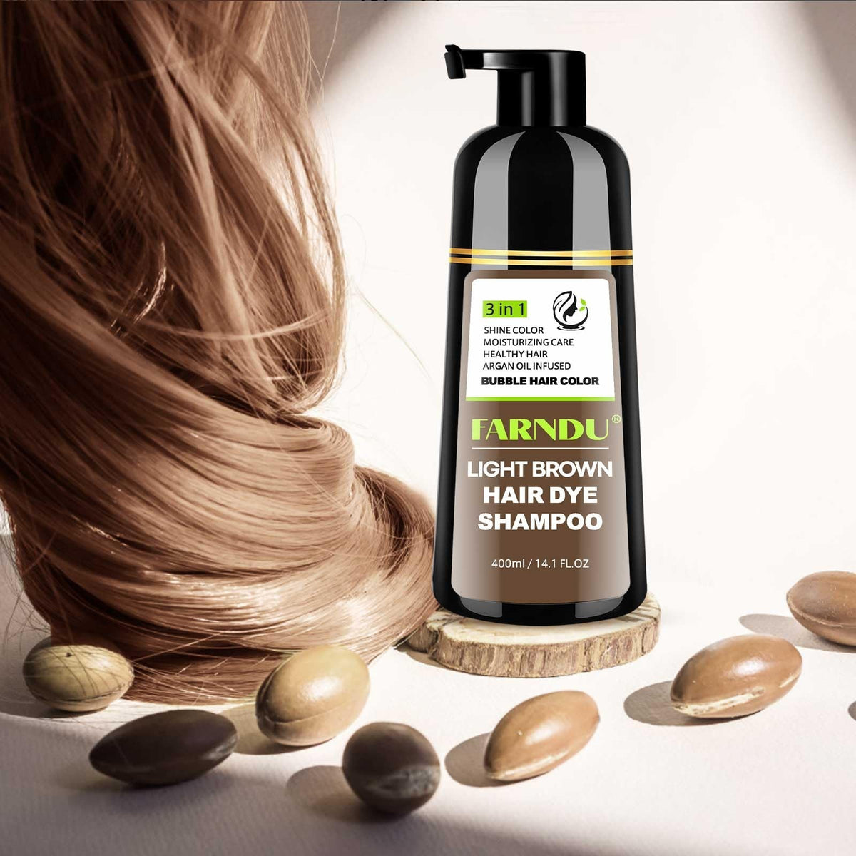 Light Brown Hair Dye Shampoo 3-in-1 Nourishing Hair Color for Gray Coverage