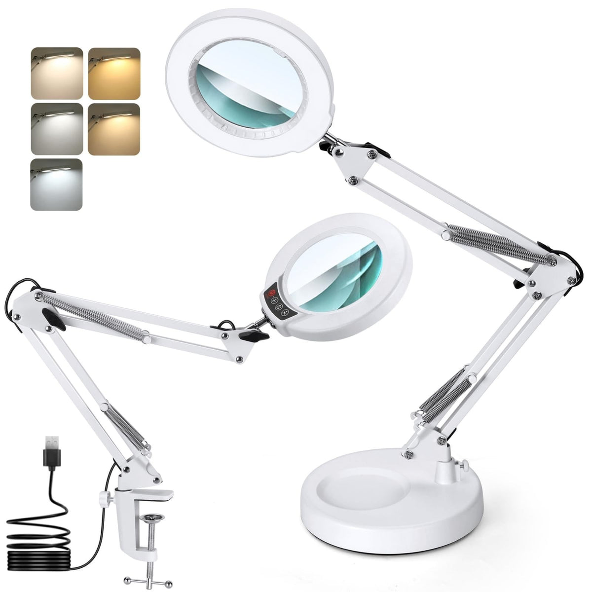 MagnieOpti 10X Magnifying Glass with Light and Stand – Desk Lamp for Craft Reading Sewing