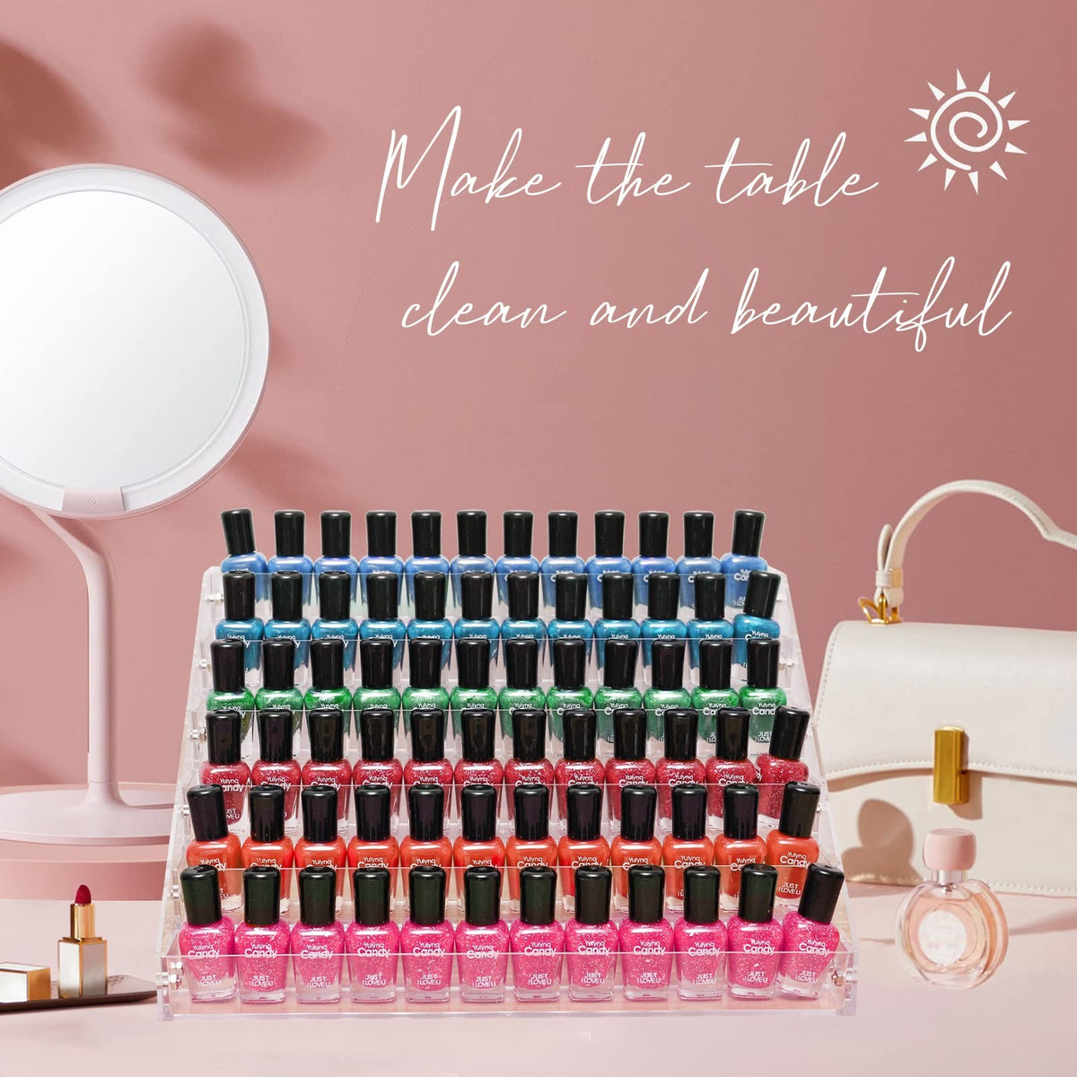 6-Tier Acrylic Nail Polish Organizer Rack Display Stand