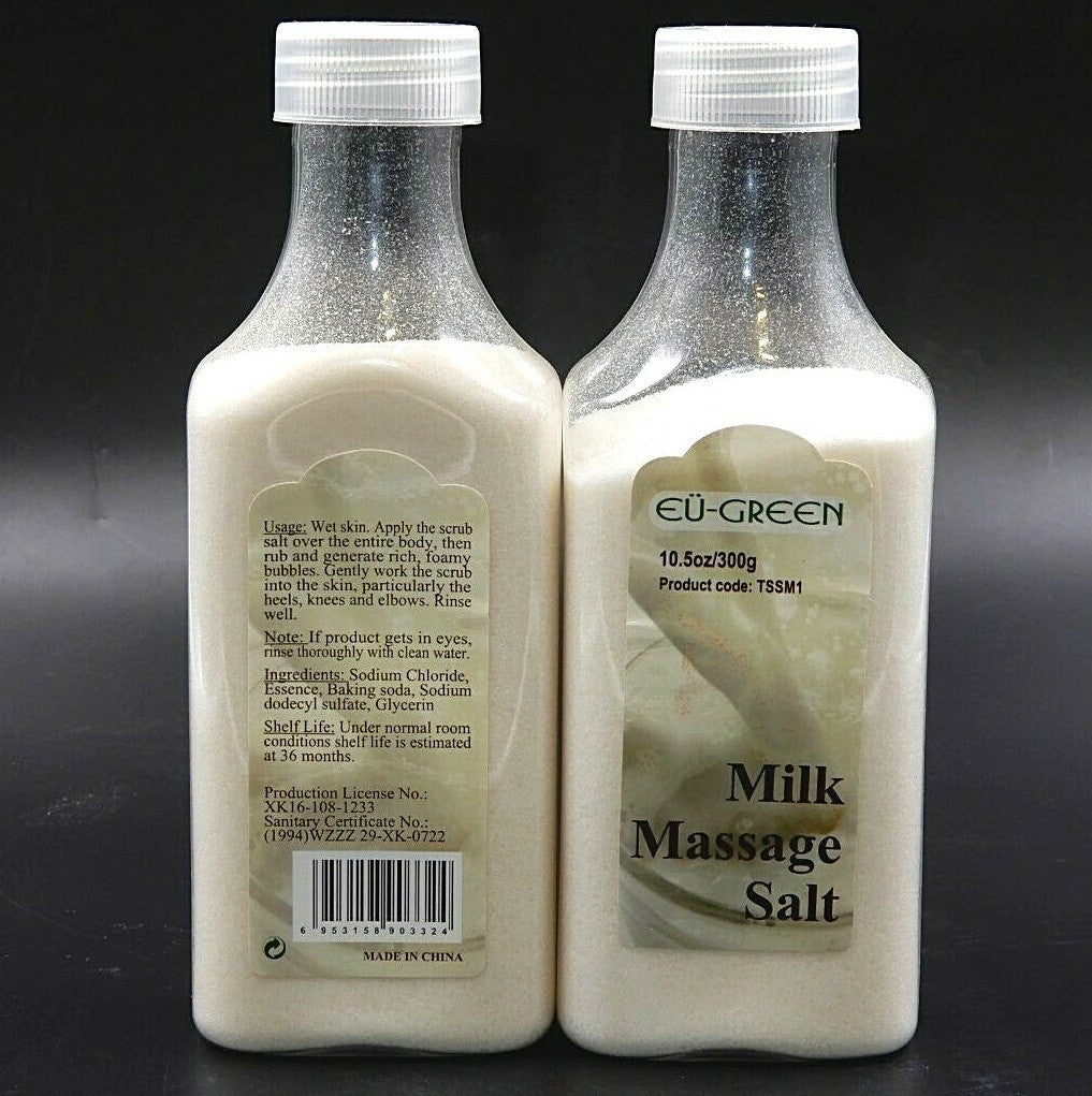 2 BOTTLES OF NATURAL SEA SALT MINERAL MILK MASSAGE SALTS