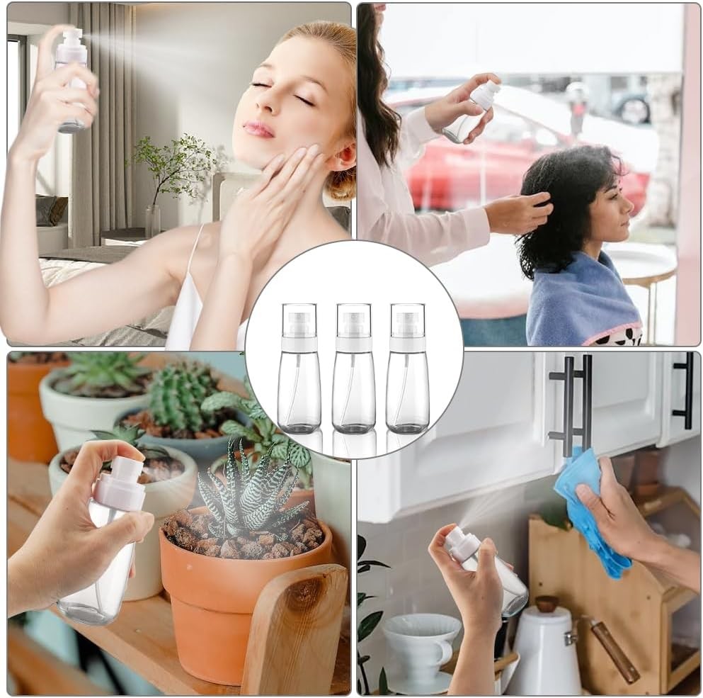 3 Pack Fine Mist Spray Bottles 3.4oz/100ml TSA Travel Refillable Cosmetic Bottles