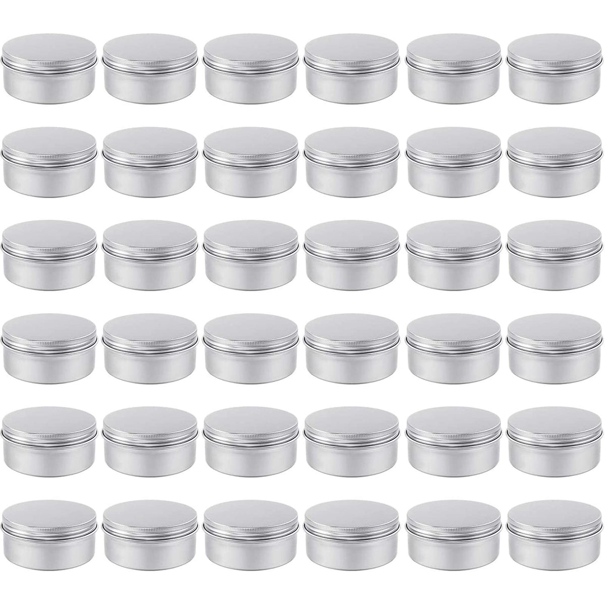 36 Pack 4oz Aluminum Candle Tins with Screw Lids - Round Metal Storage Containers