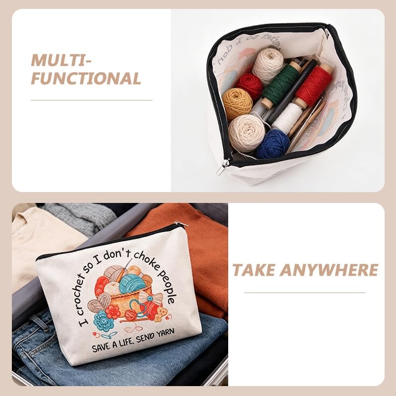 Funny Crochet Gift Bag for Women – Travel Yarn Organizer