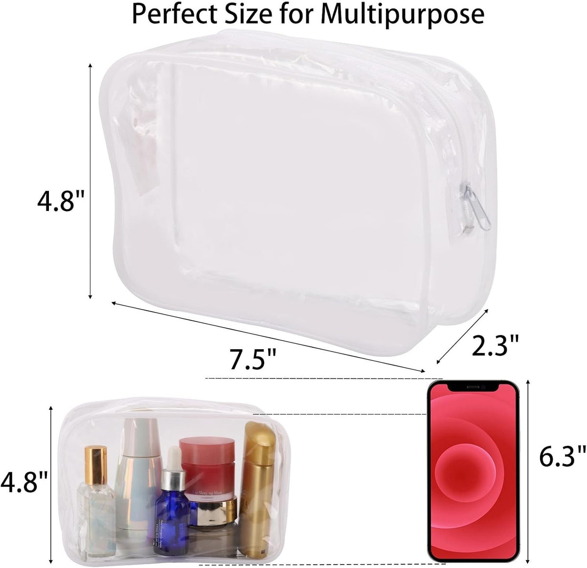 Set of 10 Waterproof Clear Makeup Bags Travel Organizer Cosmetic Bags