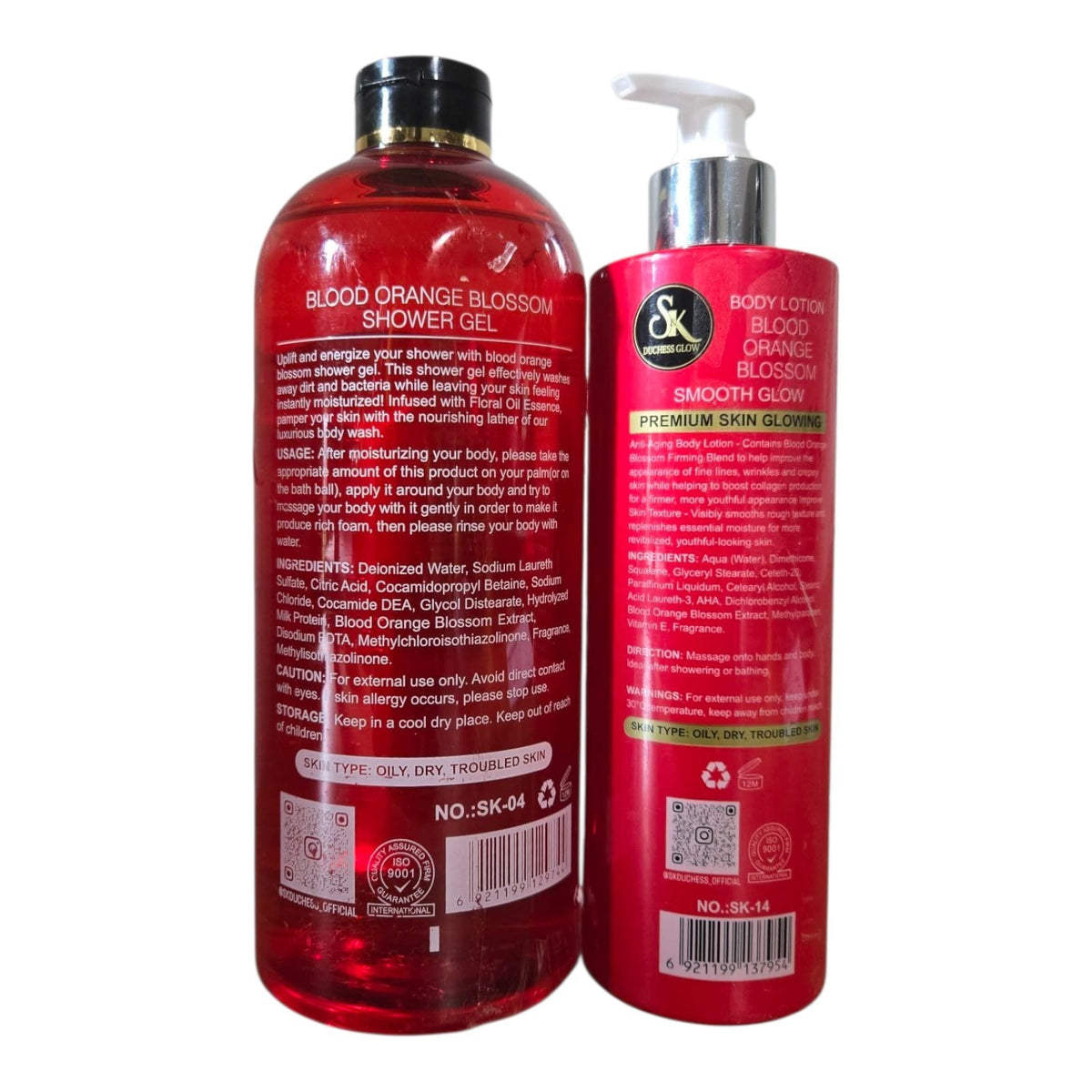 Blood Orange Blossom Body Lotion & Shower Gel SPF 30 - Hydrating Skincare Set