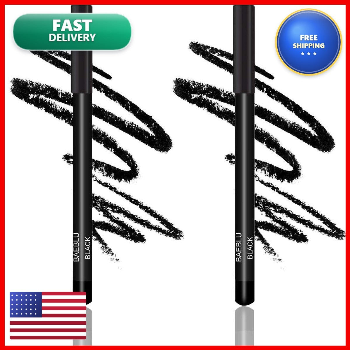 Eyeliner Pencil Double Black - Precise Waterproof Eye Makeup