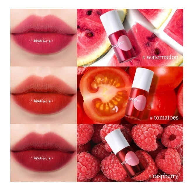 Waterproof Lip Tint & Gloss Set - 3 Watermelon, Tomato, Raspberry Shades
