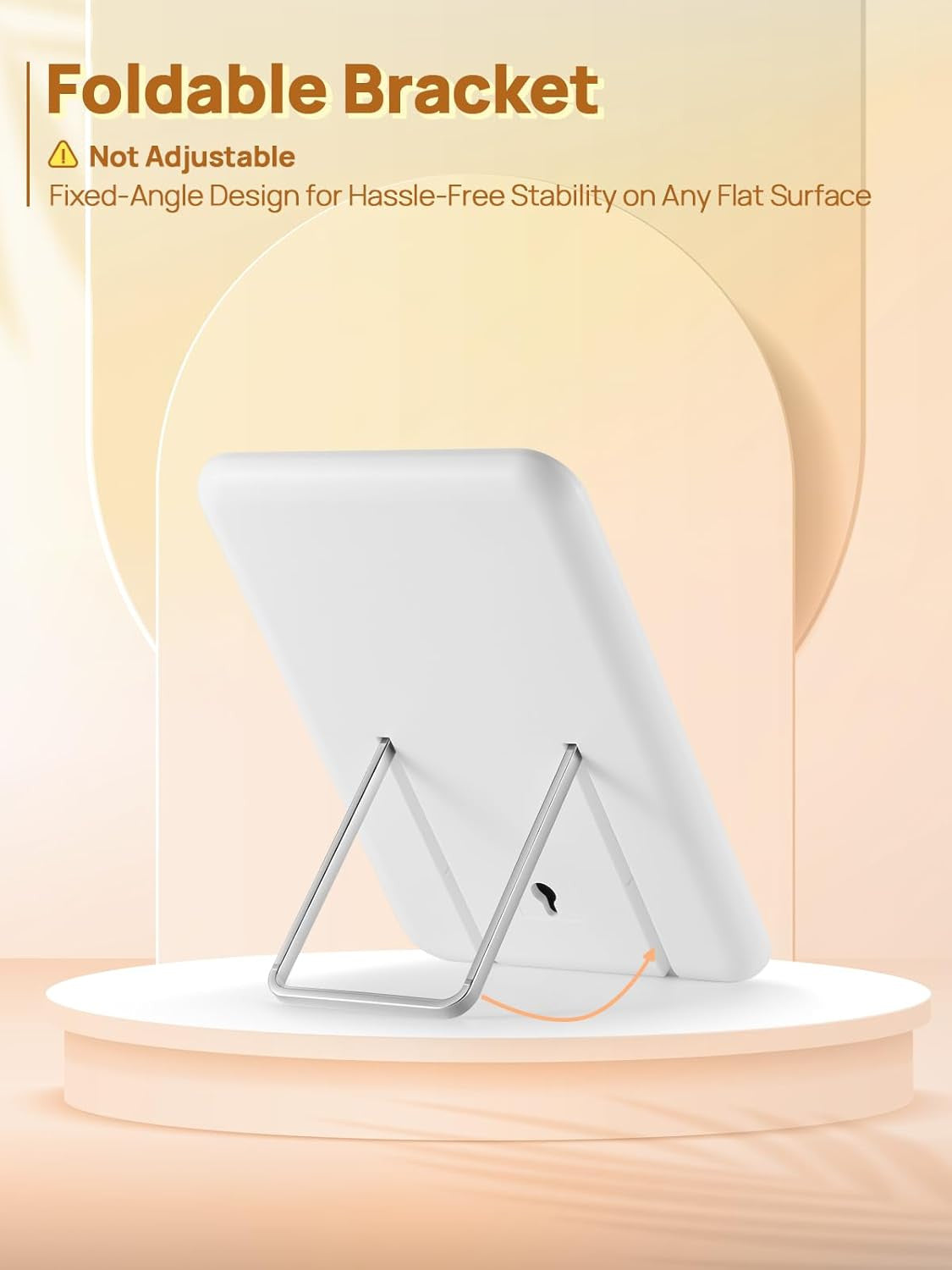 Tabletop Makeup Mirror with Foldable Stand and Hanging Hole - 8x5 Inches, White