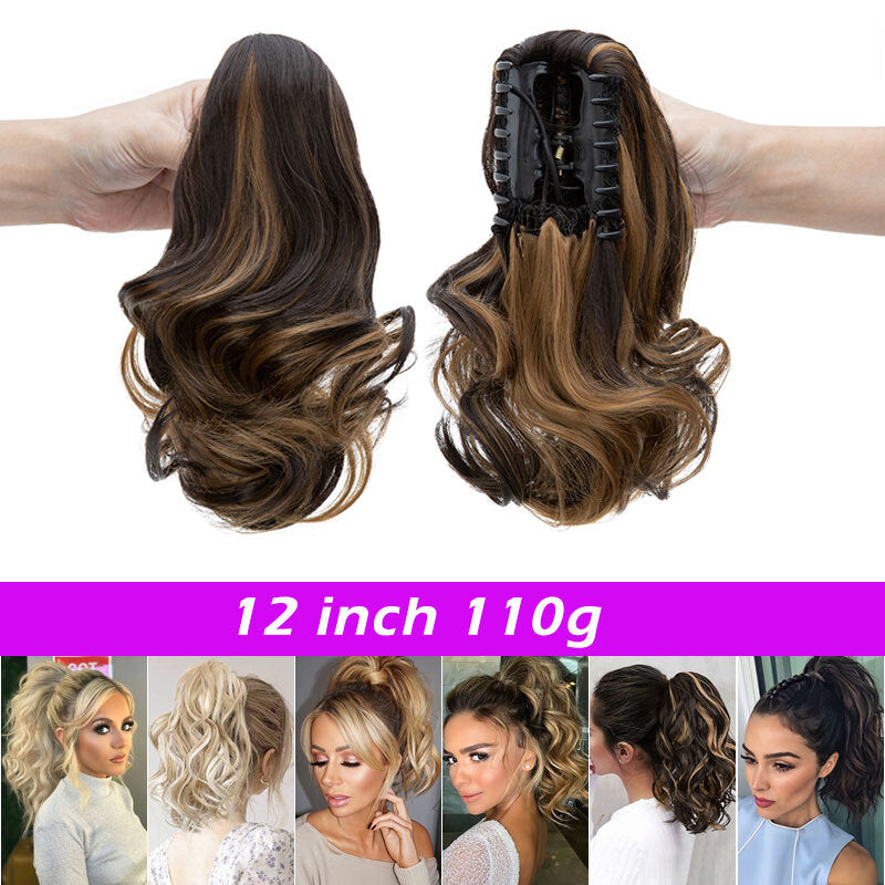 26-Inch Real Human Hair Ponytail Extension with Claw Clip - Thick Hairpiece
