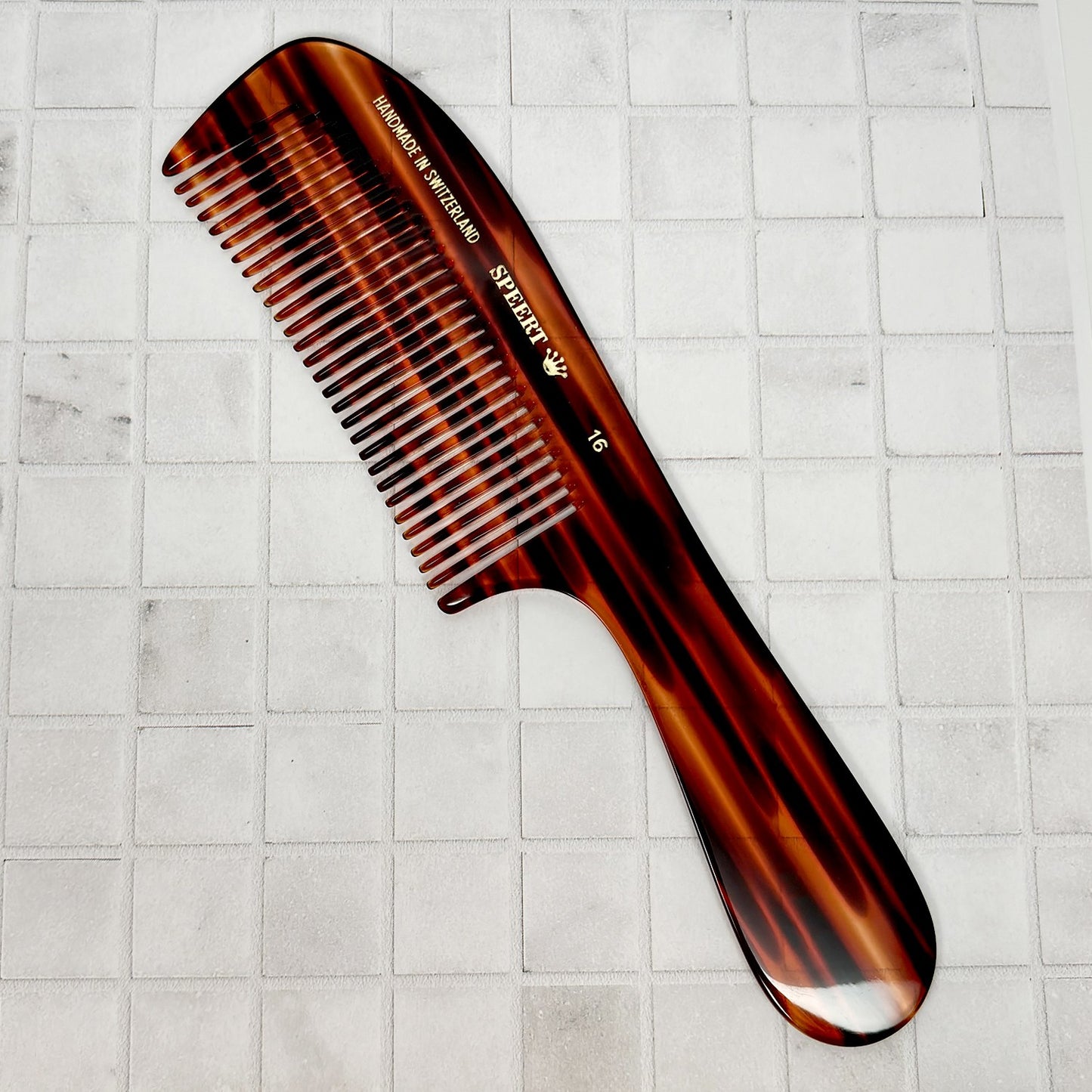 Handmade Swiss Tortoise Shell Comb 8-Inch Wide Tooth Hair Comb