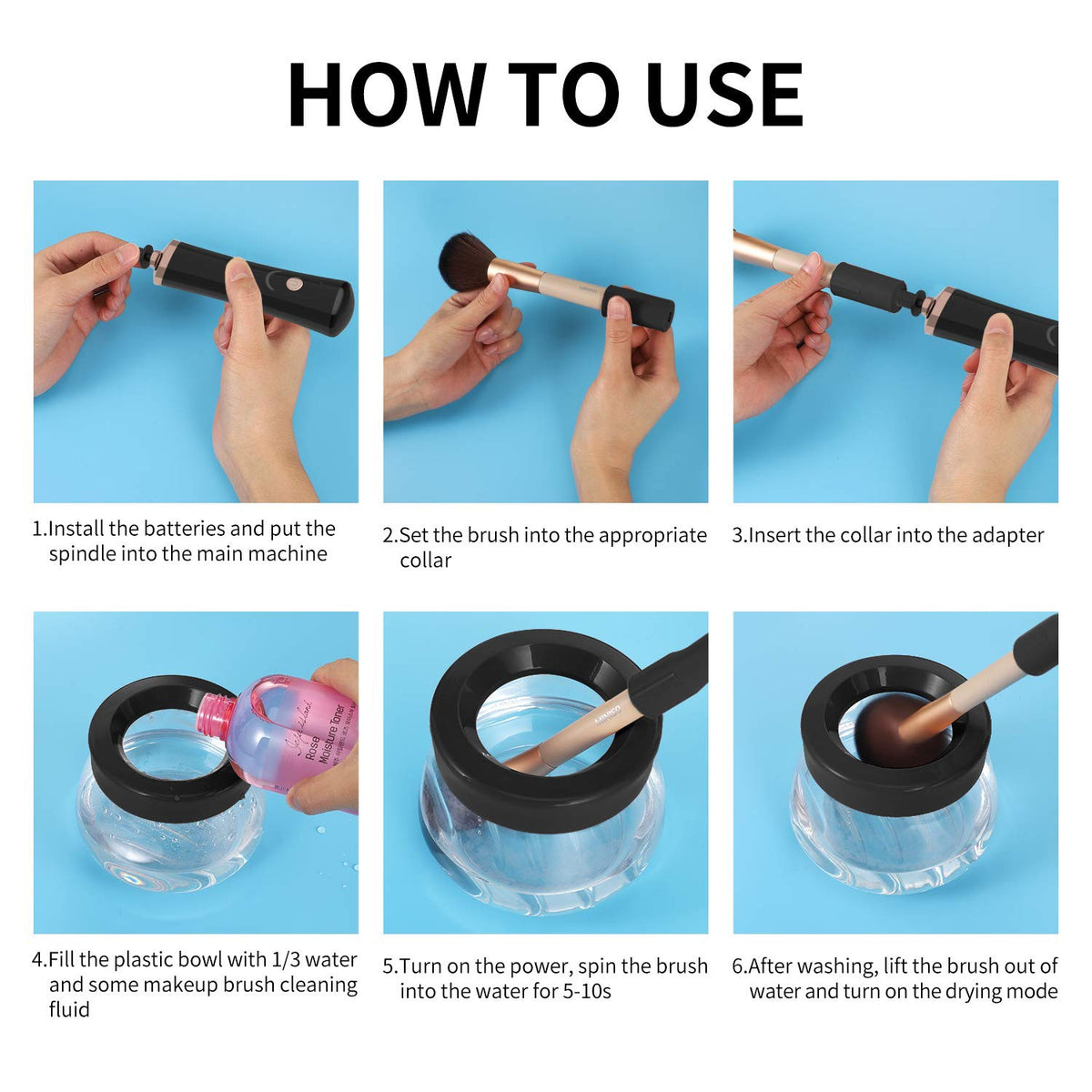 Electric Makeup Brush Cleaner and Dryer Machine - Fast Cleaning and Drying for Cosmetic Brushes
