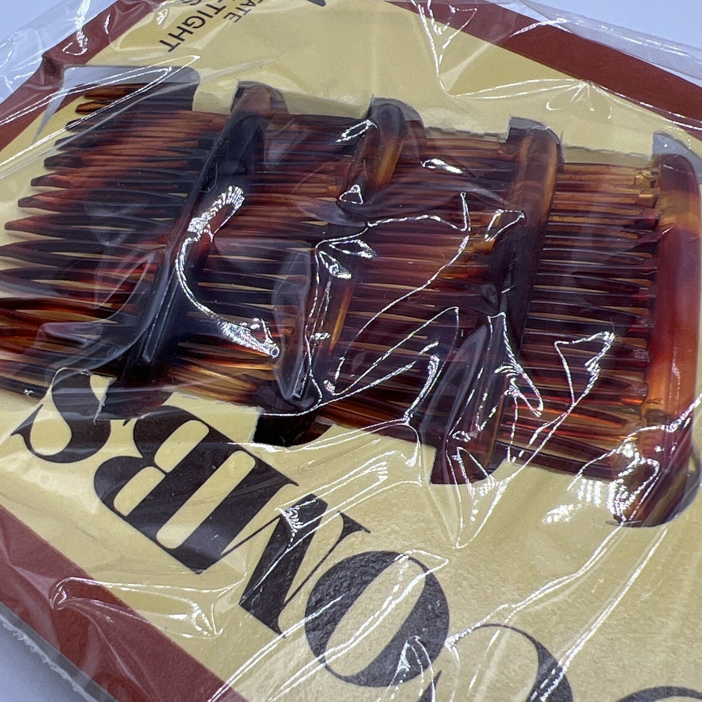 Vintage Tortoise Brown Hair Combs Set - Stay-Tight Acetate 4 Pack