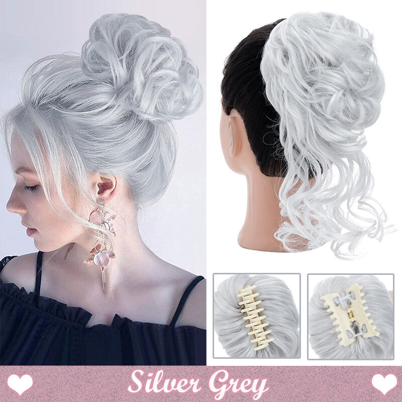 Messy Bun Claw Hair Clip Extensions - Curly Thick Updo Accessory
