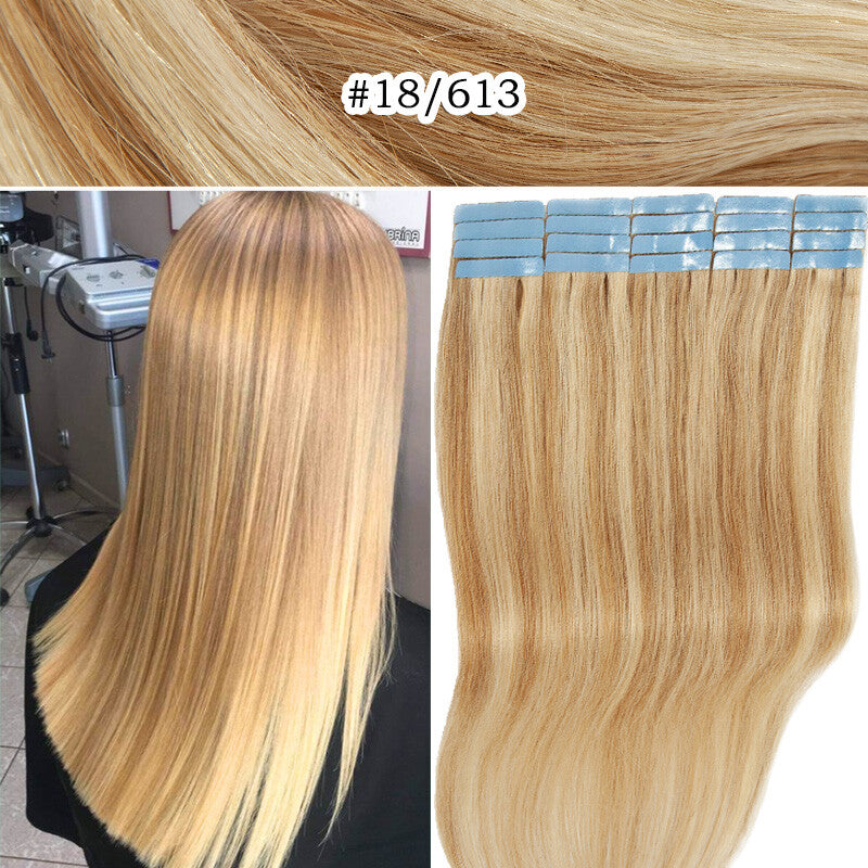 Indian Remy Tape-In Human Hair Extensions Full Head - Straight 200G