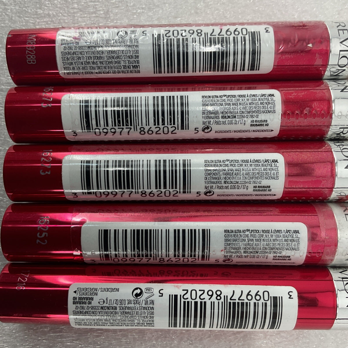 Revlon Ultra HD Lipstick Gel Lip Color 745 Rhubarb - Pack of 10 Full Size