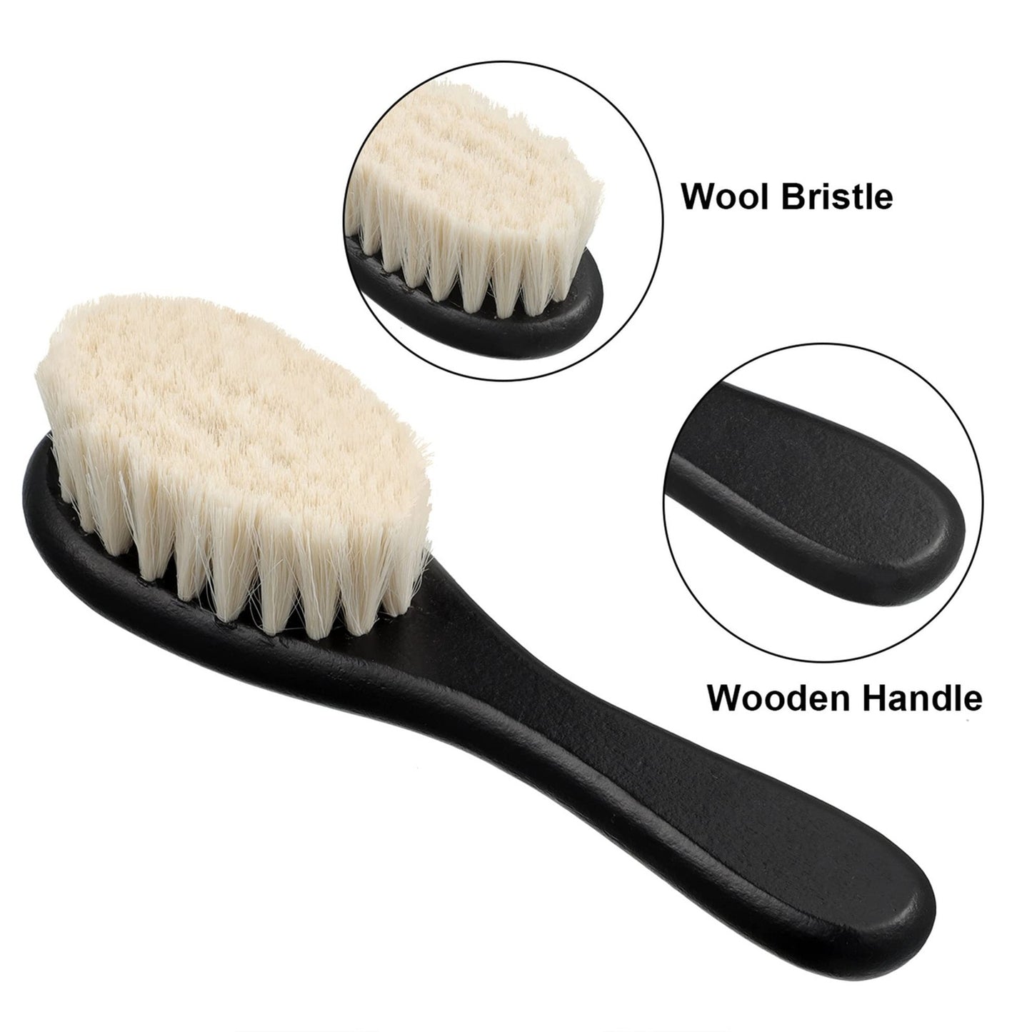 Men's Beard Brush Set - Soft Wool Bristle Beard Grooming Tools