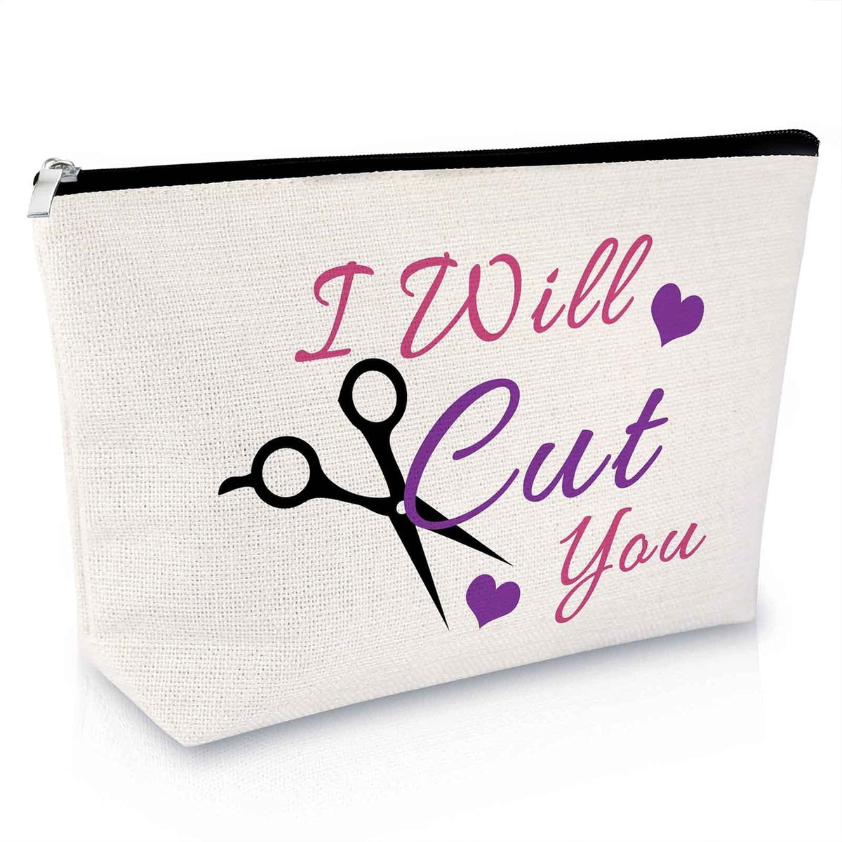 Women's Makeup Bag with Zipper - Travel Cosmetic Pouch for Hairdresser Gifts