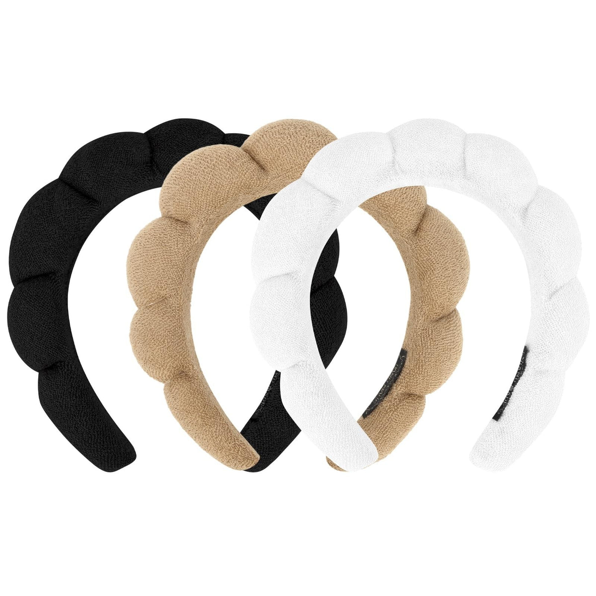 3 Pack Terry Cloth Spa Headbands with Sponge for Skincare and Hair