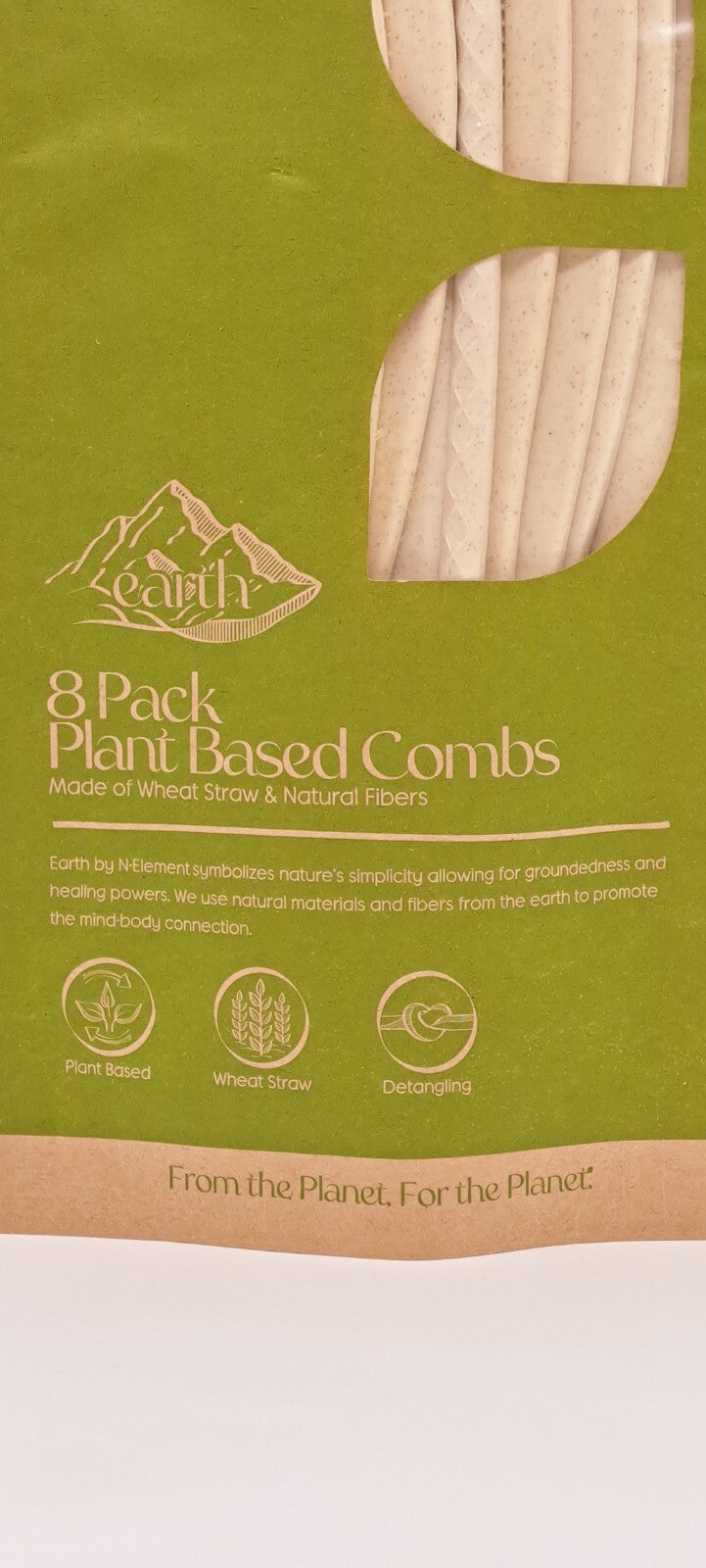 Plant-Based Combs Pack of 8 - Natural Wheat Straw Hair Grooming Tools