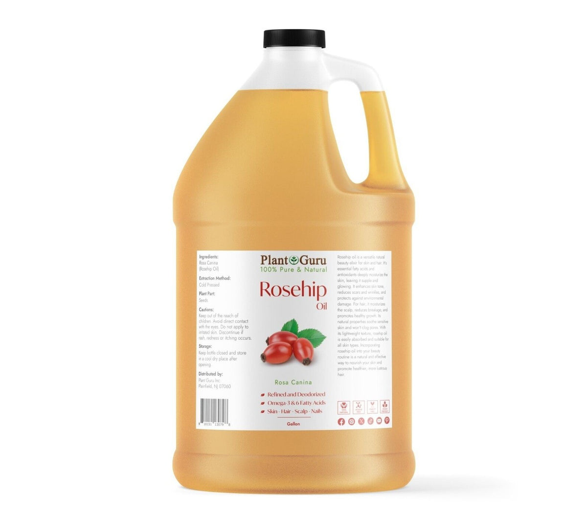 Pure Rosehip Seed Oil for Skin and Hair - Cold Pressed & Refined Natural Beauty Oil