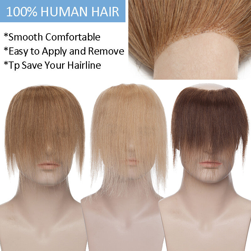 Men's Receding Hairline Toupee with Human Hair & Skin PU Base