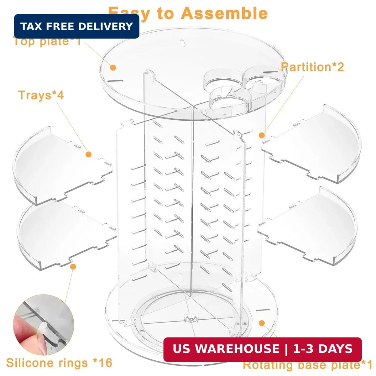 Rotating Makeup Organizer with Adjustable Layers - Spinning Vanity Storage for Cosmetics & Skincare