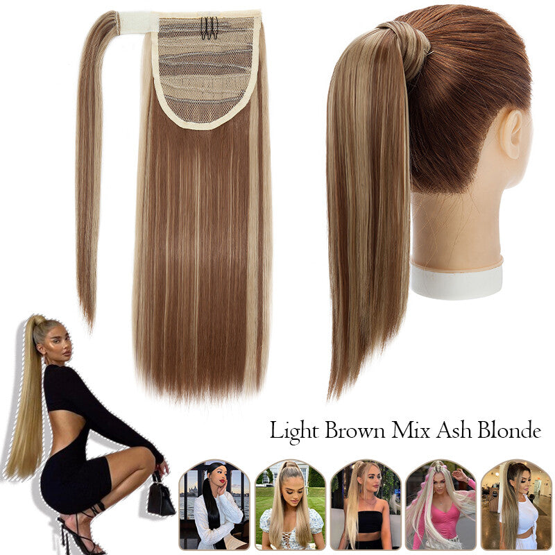 Mega Thick Wrap-On Ponytail Extensions - Natural Human Hair, Curly Wavy Straight