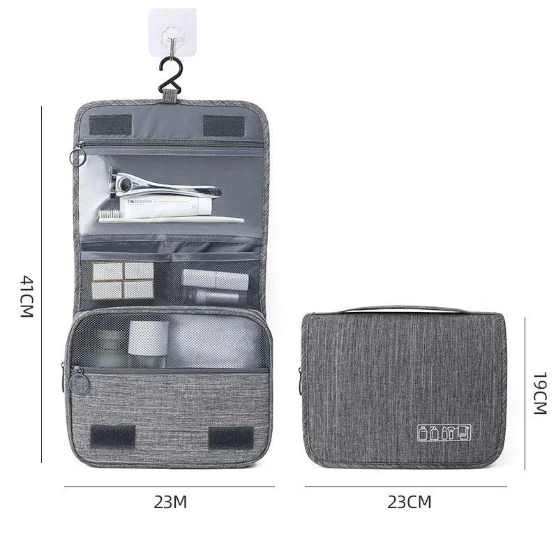 Hanging Travel Toiletry Bag Organizer with Oxford Fabric, Unisex Cosmetic Pouch