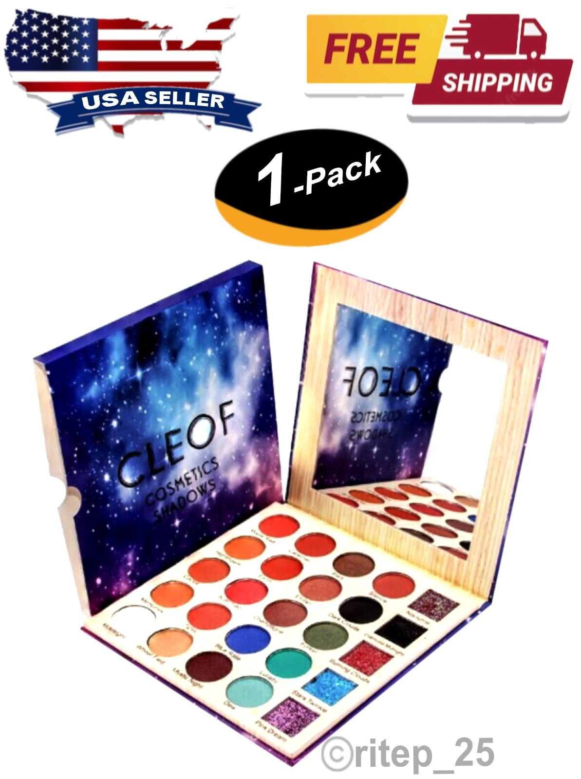 25 Color Eyeshadow Palette with Shimmer & Matte Finishes - Long Lasting Makeup