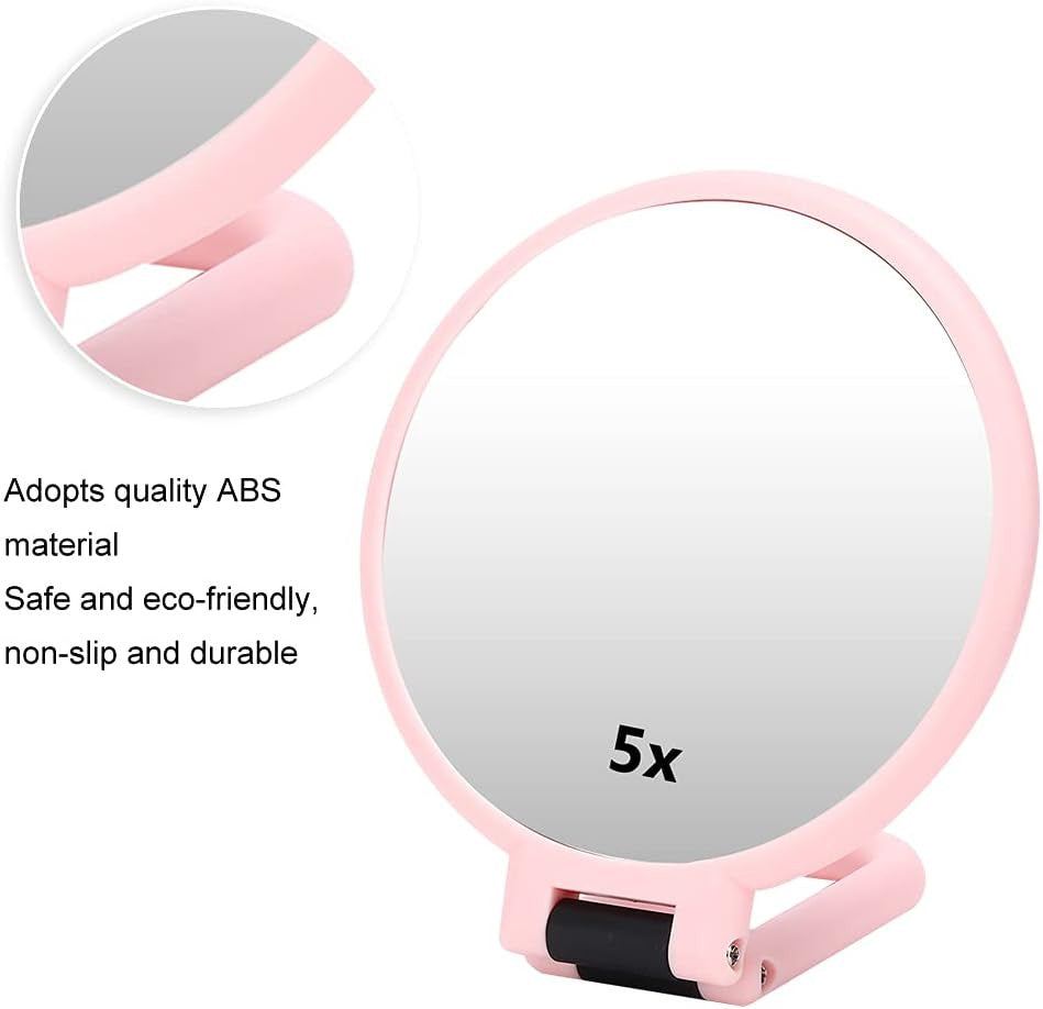 Portable Travel Mirror with 5X Magnification - Folding Cosmetic Mirror for Makeup