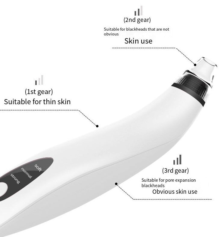 Electric Blackhead Remover Vacuum Face Pore Cleaner with Suction & Adjustable Levels