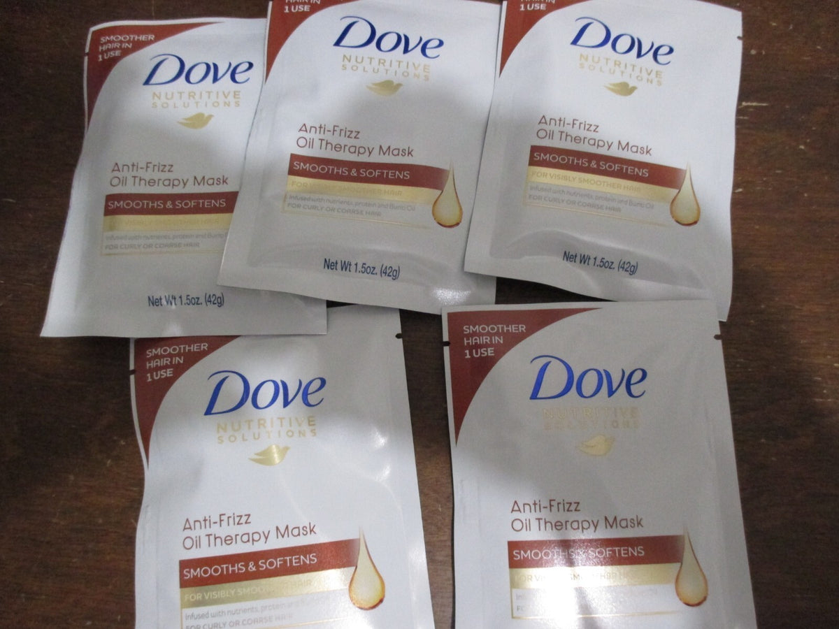 Dove Anti Frizz Oil Therapy Hair Mask - Smoothing & Softening, 1.5 oz, 5-Pack