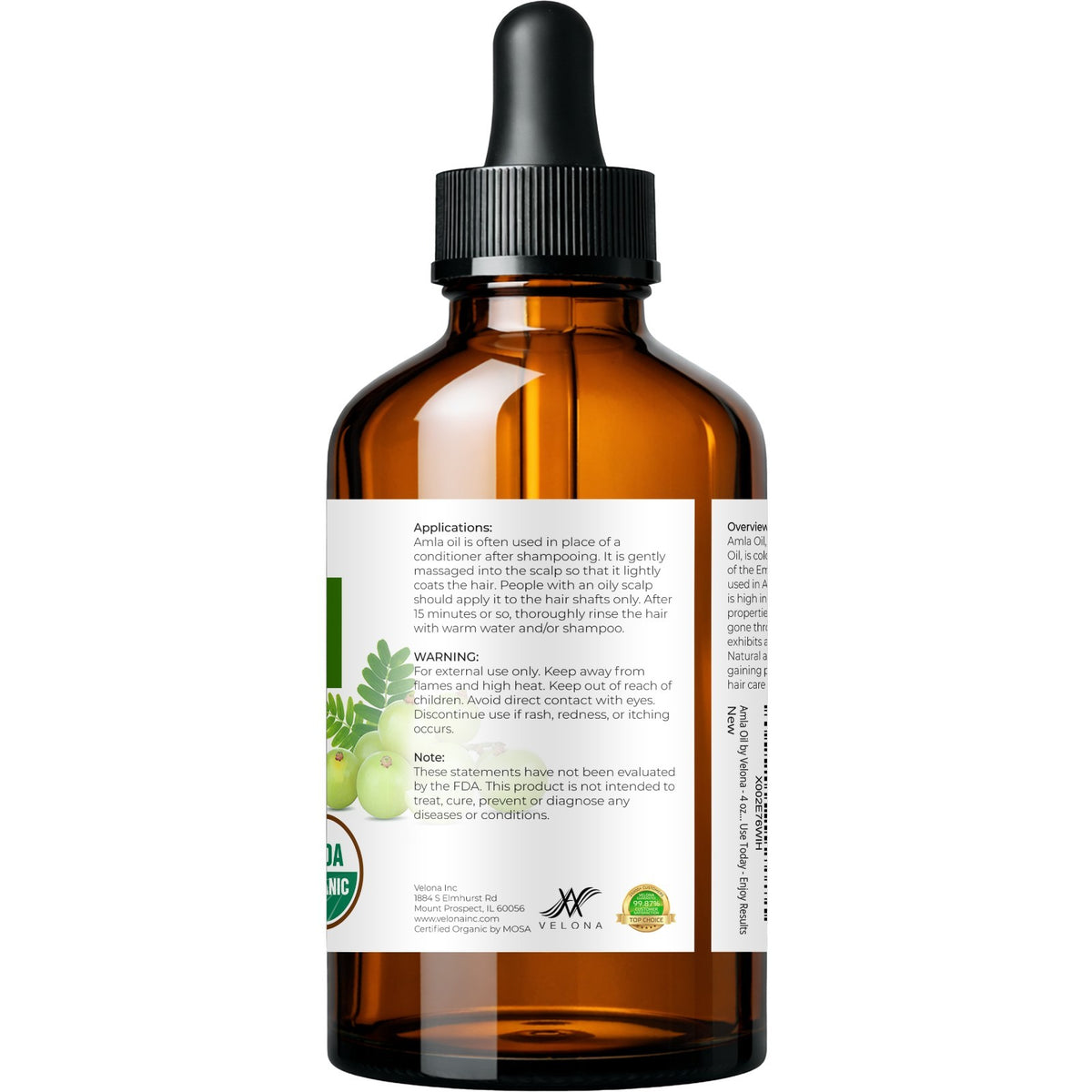 Organic Amla Oil - USDA Certified Cold Pressed Hair & Skin Oil