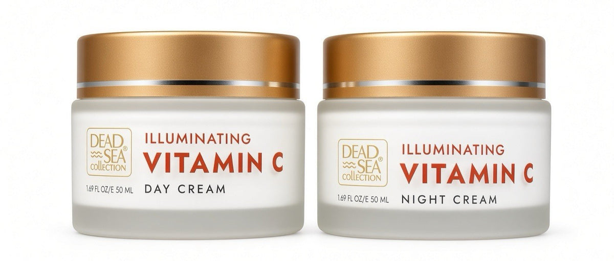 Dead Sea Vitamin C Anti-Aging & Brightening Day & Night Cream Set - Hydrating Skin Care