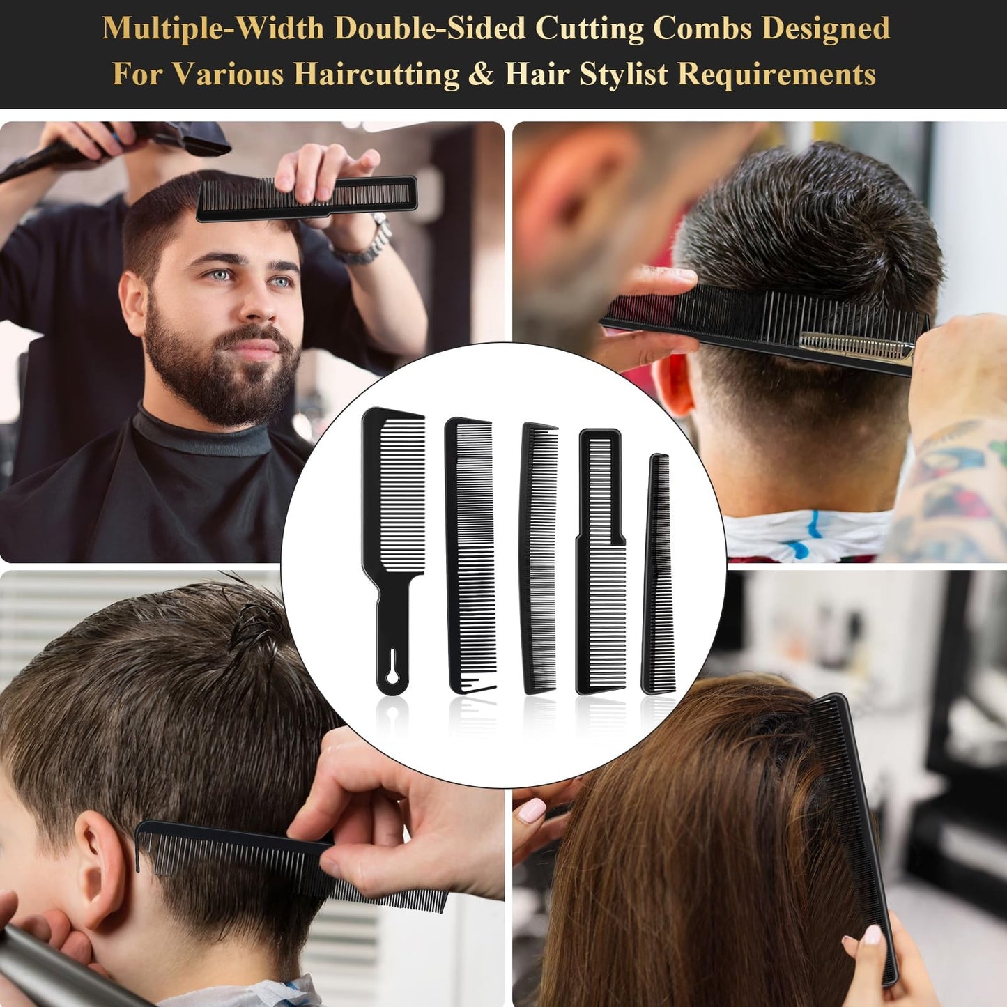 Hair Cutting Comb Set 14PCS Professional Barber Comb Kit for All Hair Types